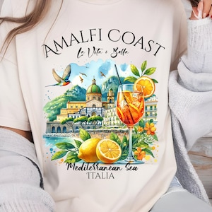Amalfiküste Italien Shirt PNG, Hochauflösendes 300 dpi Italien T-Shirt Png, Toskana Italien Landschaft Png, Italien, Mittelmeer, Amalfiküste