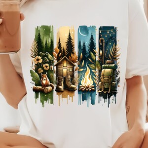 Camping Brushstroke PNG, Rétro Été PNG, Aventure en famille, Design Sublimation, Coup de pinceau, Plein air, Camping Brushstroke T-shirt Design