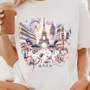 Watercolor Paris PNG, Bonjour Paris PNG, Eiffel Tower PNG, Travel Clipart, Paris France Clipart,Pink Paris Illustrations, Fashion Girls Trip