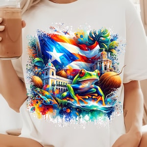 Puerto Rico Tshirt Sublimation PNG Boricua Tshirt Coqui Frog Puerto Rico Flag Puerto Rican Gift Puerto Rico Vacation 2025 Summer Trip 2025
