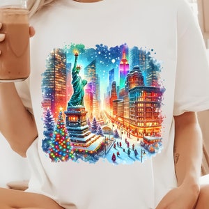 USA Christmas Shirt Sublimation Design PNG Merry Christmas Sweater American Gift US Statue Of Liberty American Patriotic Christmas Shirt Png