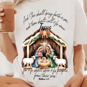 Jesus Christmas PNG, She Shall Bring Forth a Son PNG, O Come Let Us Adore Him, Nativity Scene PNG, Christian Christmas Png, Boho Jesus Png