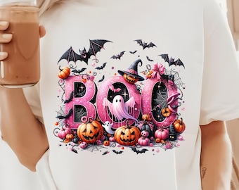 Boo PNG-Halloween Sublimation Digital Design Download-girl halloween png, preppy png, saison effrayante png, automne png, petite fille png designs