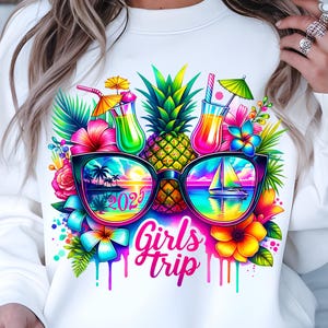 Neon Girls Trip Sublimation PNG Summer Vacation Girl Friends Vacation 2025 Tropical Cruise Trip Birthday Bachelorette Custom Destination PNG