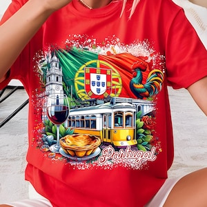 Tshirt Portogallo Sublimazione Design PNG Pastel de Nata Bandiera del Portogallo Regalo del Portogallo Viaggio in Portogallo Gallo portoghese Porto Vino Lisbona