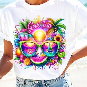 Neon Girls Trip Sublimation PNG Summer Vacation Girl Friends Vacation 2025 Tropical Cruise Trip Birthday Bachelorette Custom Destination PNG
