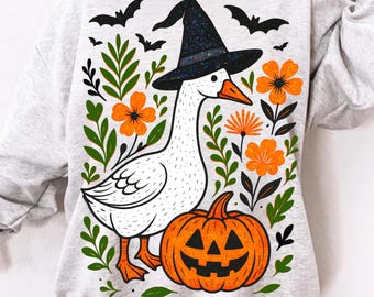Goose Halloween Fall PNG, Halloween Silly Goose floral Boho, Halloween Goose Sublimation Design, Funny Goose Halloween png, Funny Fall PNG