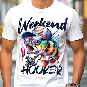 Prostituta de fin de semana PNG | Diseño de sublimación de pesca divertido | Camiseta gráfica de pescador | Pez patriótico PNG | Archivo digital Pesca del Día del Padre, DTF