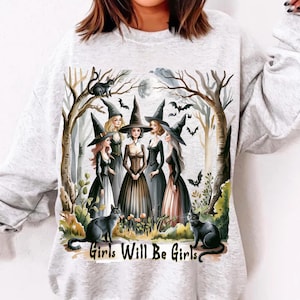 Girls Will Be Girls Witchy Png Retro Halloween Witch Png Funny Halloween Png Trendy Halloween Vintage shirt Png Witchy vibes Spooky