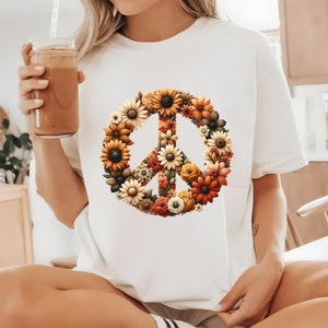 Signe de paix PNG | Floral Rétro Boho Hippie vintage Sublimation Fichier numérique T-Shirt Design png | Années 60, paix, amour, fleur, enfant, hippie Clipart