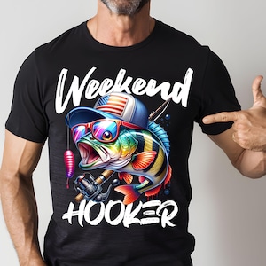 Prostituta de fin de semana PNG | Diseño de sublimación de pesca divertido | Camiseta gráfica de pescador | Pez patriótico PNG | Archivo digital Pesca del Día del Padre, DTF