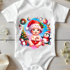Bébé Mon 1er Noël 2024 PNG, Conception de sublimation de couronne de bébé, Conception de cartes de Noël, Conception de sac de Père Noël, Téléchargement numérique