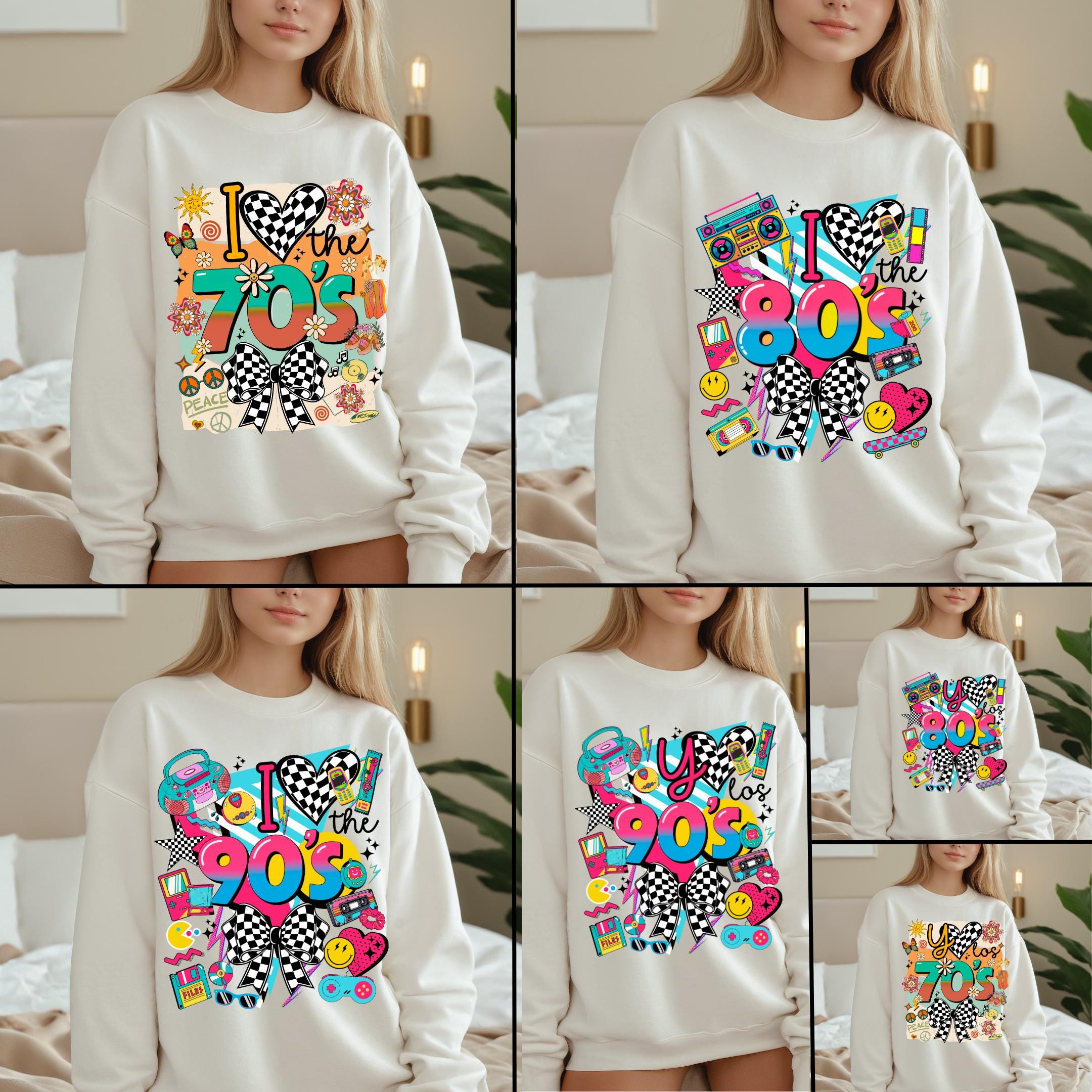 I Love the 70,80,90s Png Bundle, Yo Amo Los 70,80,90s Png, Retro