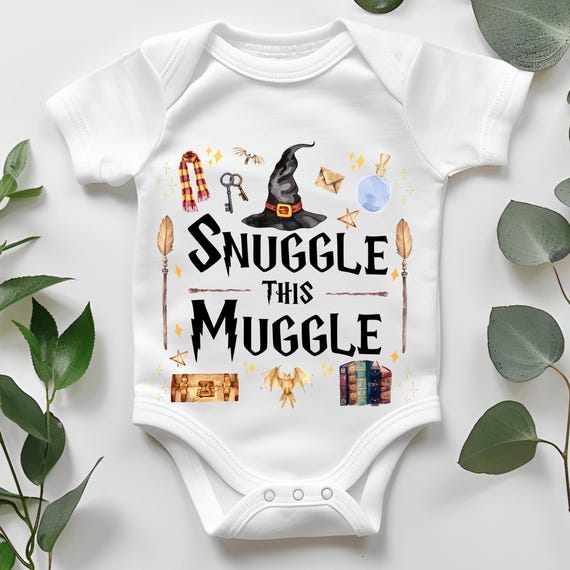 Snuggle This Muggle Baby Bodysuit PNG Gender Reveal Birth Announcement  Wizarding World Baby Babygrow Shower Gift Wizard Bodysuit PNG
