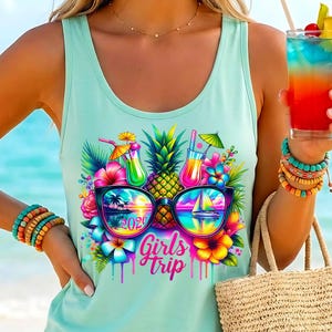 Neon Girls Trip Sublimation PNG Summer Vacation Girl Friends Vacation 2026 Tropical Cruise Trip Birthday Bachelorette Custom Destination PNG
