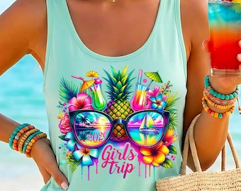 Neon Girls Trip Sublimation PNG Summer Vacation Girl Friends Vacation 2026 Tropical Cruise Trip Birthday Bachelorette Custom Destination PNG