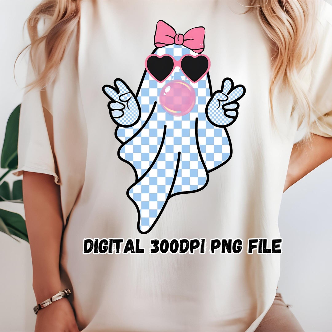 Blue Girly Ghost Blowing Bubble Bundle PNG Cute Ghost Fall Shirt ...
