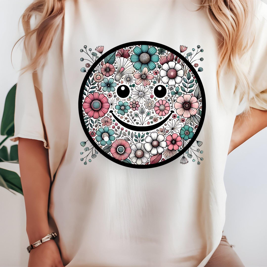 Retro Happy Flowers PNG Vintage Sublimation Distressed Shirt Design ...