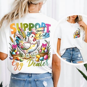 Unterstützen Sie Ihren lokalen Eierhändler PNG, Lustiges Huhn Ostern Clipart, Frecher Bauernhof Humor, Retro Coquette Druckbar, Preppy Hen Sublimation Art PNG