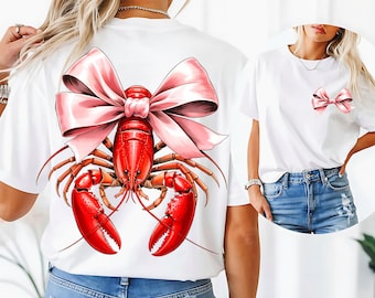 Coquette Crawfish PNG, Preppy Coastal Bow Design, Cute Summer Lobster Clipart, Southern Nautical Aesthetic DTF Transfer, Digital Download