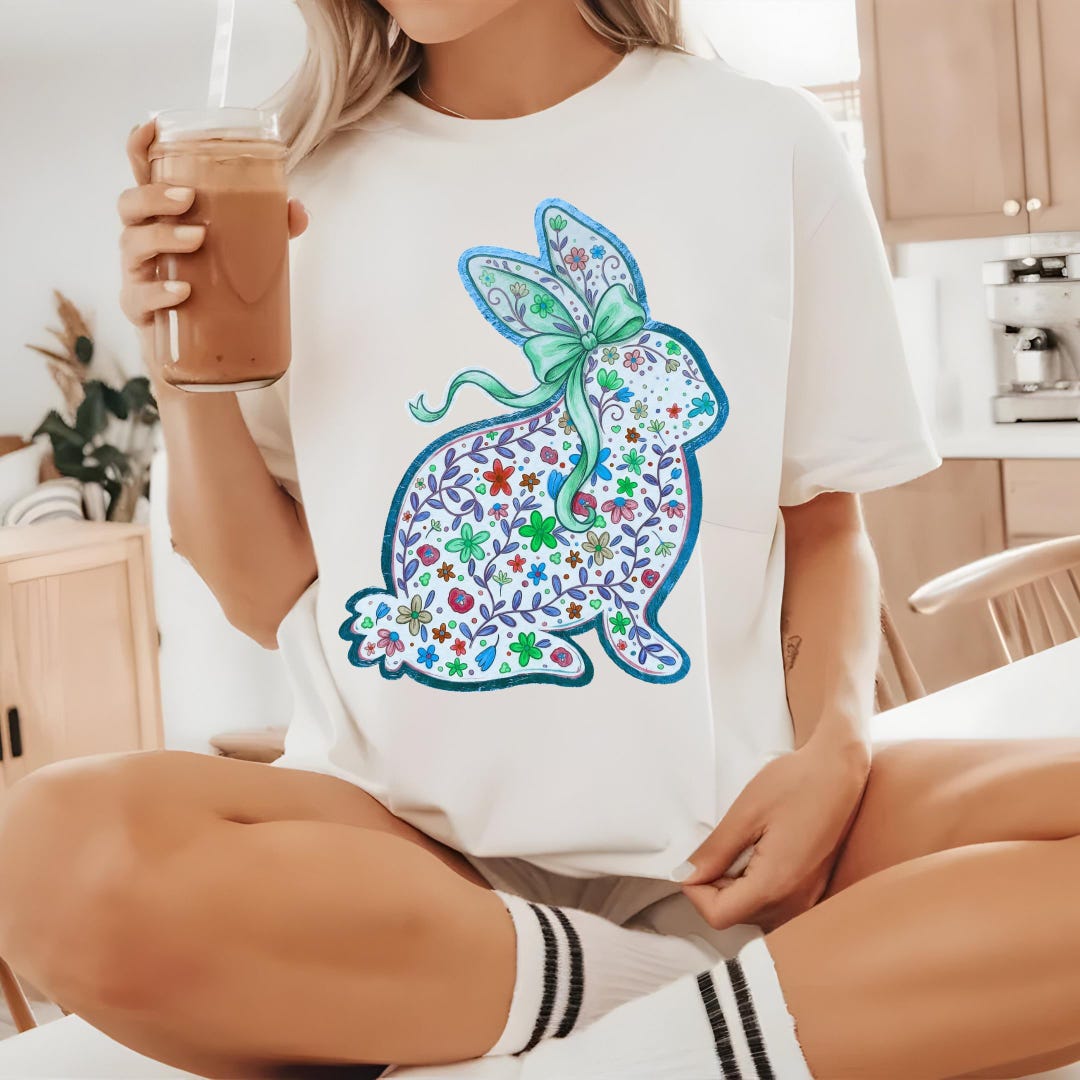 Floral Bunny PNG Bundle, Easter Rabbit Sublimation Design, Hand Drawn ...