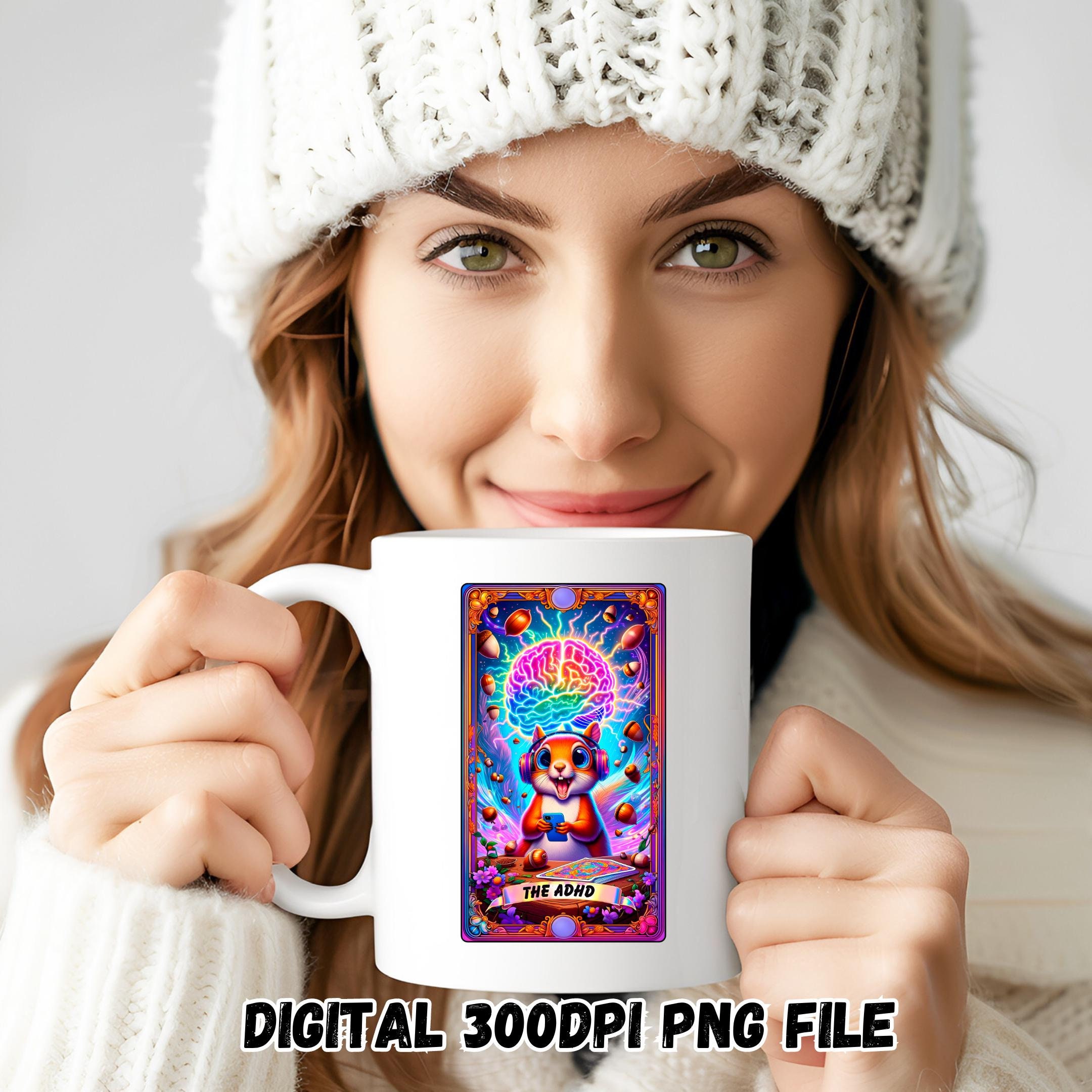 The ADHD Funny Tarot Card PNG, Neurodivergent Sublimation Design, ADD ...