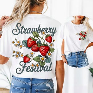 Aardbeienfestival PNG-ontwerp - Zomer T-shirtontwerp voor voor- en achterzak | Aardbeienshirtontwerp voor County Fair Strawberry PNG