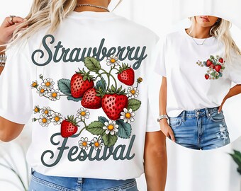 Strawberry Festival PNG Design- Summer T-Shirt Shirt Design for Front & Back Pocket | Strawberry Shirt Design for County Fair Strawberry PNG