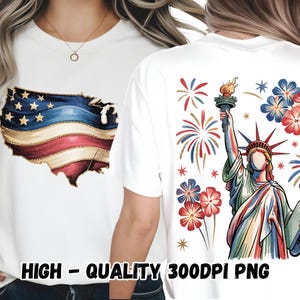 Vintage USA Liberty Graphic – Patriotic 4th of July PNG, American Flag Digital Art, Independence Day Girl Shirt Design - America USA Png