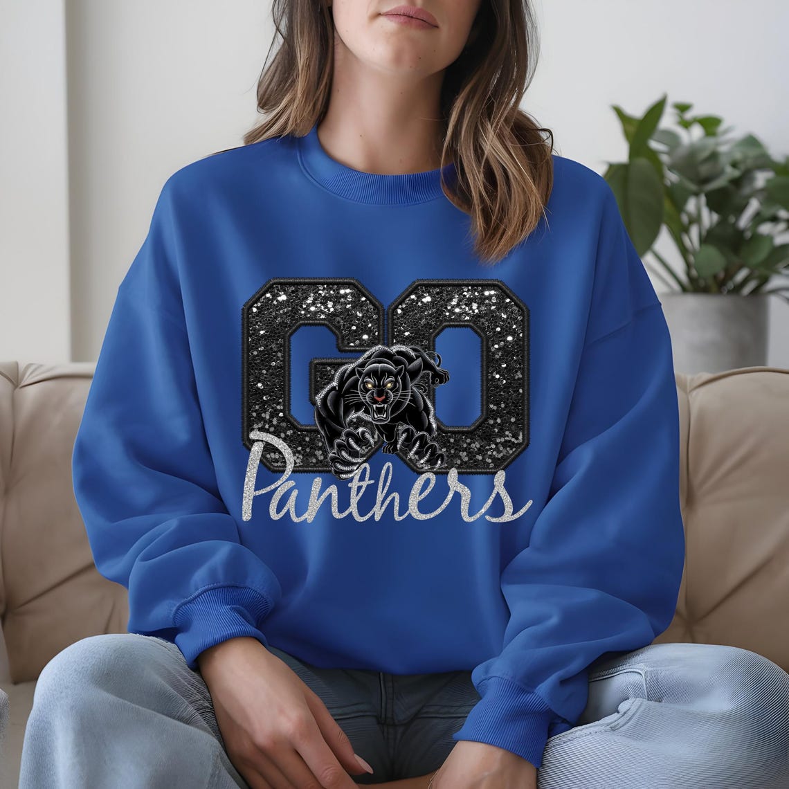 Go Panthers PNG Faux Embroidery Png Faux Sequins Glitter Sports Team ...