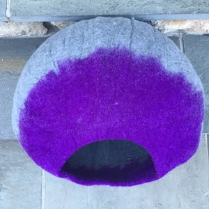 Free Ship Natural Purple, Cat Cave Bed, Cat Cave Felt Wool, Cat Lover Gift, Modern cat bed, Cat Cave for Large Cats, Cat Beds, Custom color