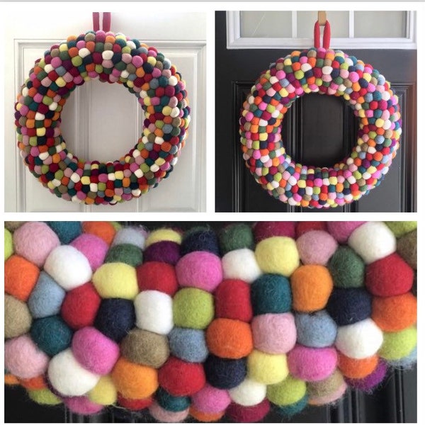 Felt Christmas Wreath - Christmas Wreath - Christmas Felt Ball Wreath  - Christmas decoration - Christmas deco - Felt Ball Wreath - Felted N