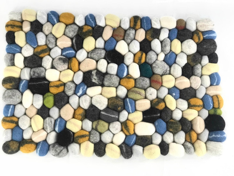 100 Natural Felt Stone Rug Felt Carpet Felted Wool Etsy