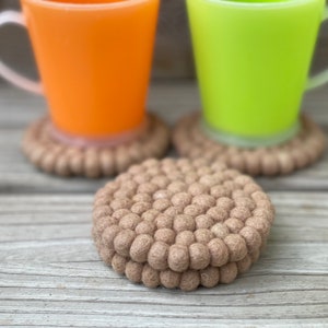 Express Free Express Shipping - Pastel Gray Tea Coasters, Round felt Ball Coasters Set of 4, Wool Felt Coaster, Felted Coaster