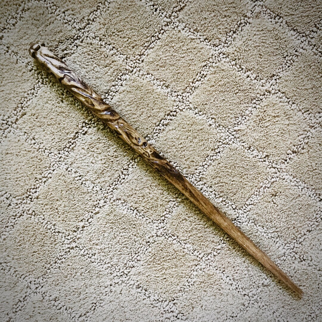 Hand Carved Wooden Wand: Vine Pattern, Custom Design - Etsy