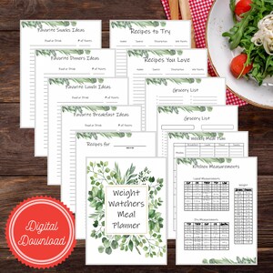 Greenery Meal Planner, Weight Watchers Planner, Recipes, Meal Planner