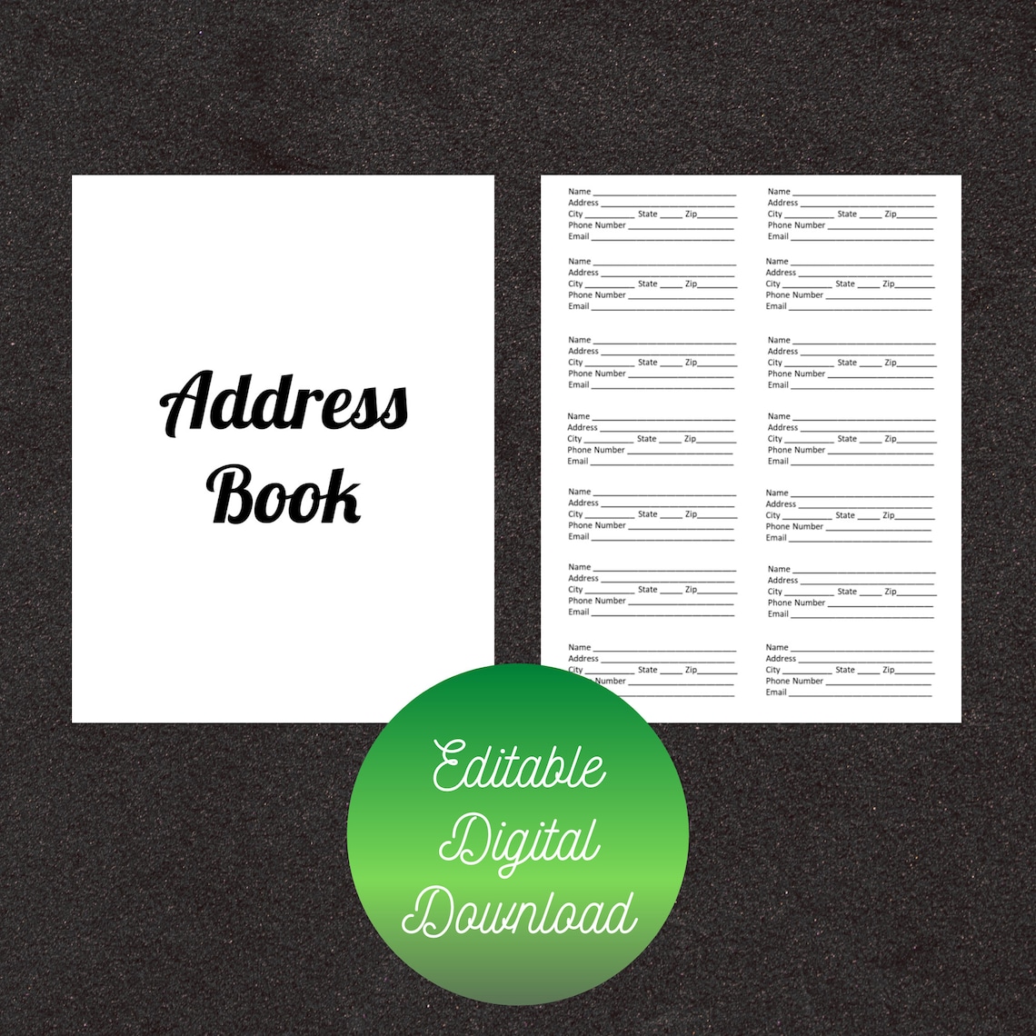 Address Book Template, Plain, Printable, Editable, Digital Download Address Book Template, Plain, Printable, Editable, Digital Download