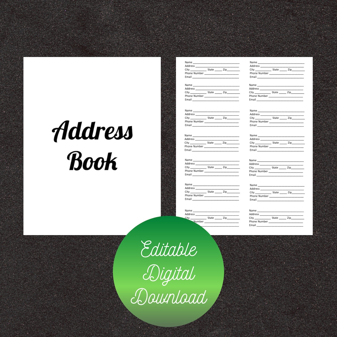 address-book-template-plain-printable-editable-digital-download