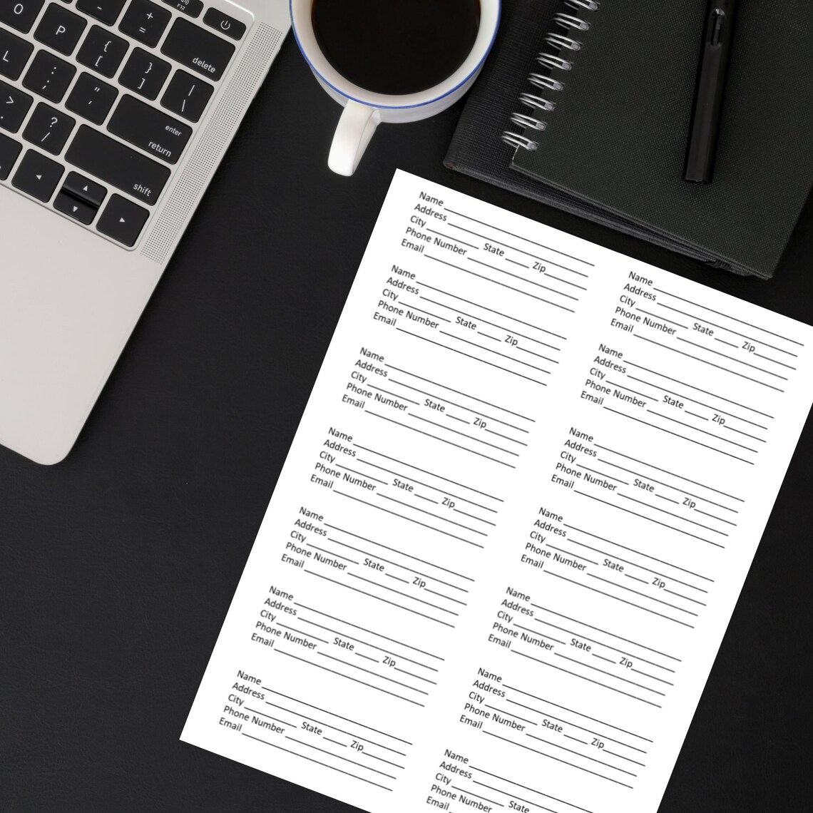 Address Book Template Plain Printable Editable Digital Etsy