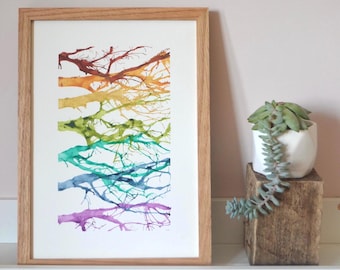 Acrylic ink forest painting