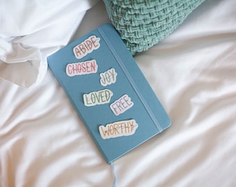 Paquete de pegatinas con palabras / Resistentes al agua / Pegatinas cristianas hechas a mano