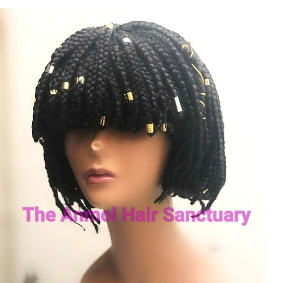 Bob Braided Wig With Bangs Fringe Braids 10 12 Ships In 5 Days Etsy