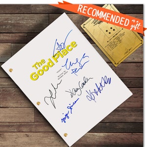 The Good Place TV Sceneggiatura autografata Kristen Bell, Jameela Jamil, Ted Danson, D'arcy Carden, Eleanor Shellstrop