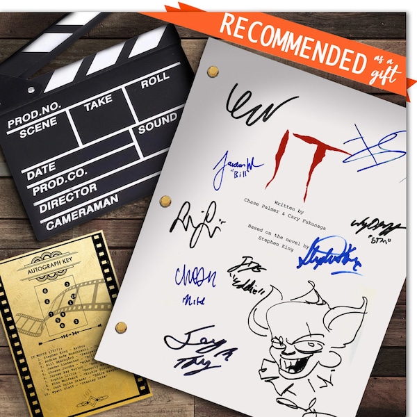 IT Movie Stephen King Film Script Sign Autograph - Bill Skarsgard, Jaeden Lieberher, Bill Denbrough, Finn Wolfhard, Sophia Lillis, Pennywise