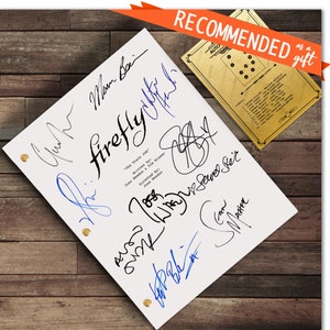 Firefly tv-programma script ondertekend handtekening scenario kaart Nathan Fillion, Malcolm Reynolds, Gina Torres, Alan Tudyk, Joss Whedon