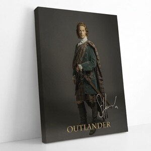 Cuadro decorativo de Outlander con Sam Heughan y Jamie Fraser, autógrafo impreso.