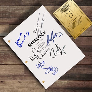 Sherlock TV-Show Script signierte Autogramm Drehbuch Karte Sherlock Holmes John Watson Lestrade Benedict Cumberbatch Martin Freeman