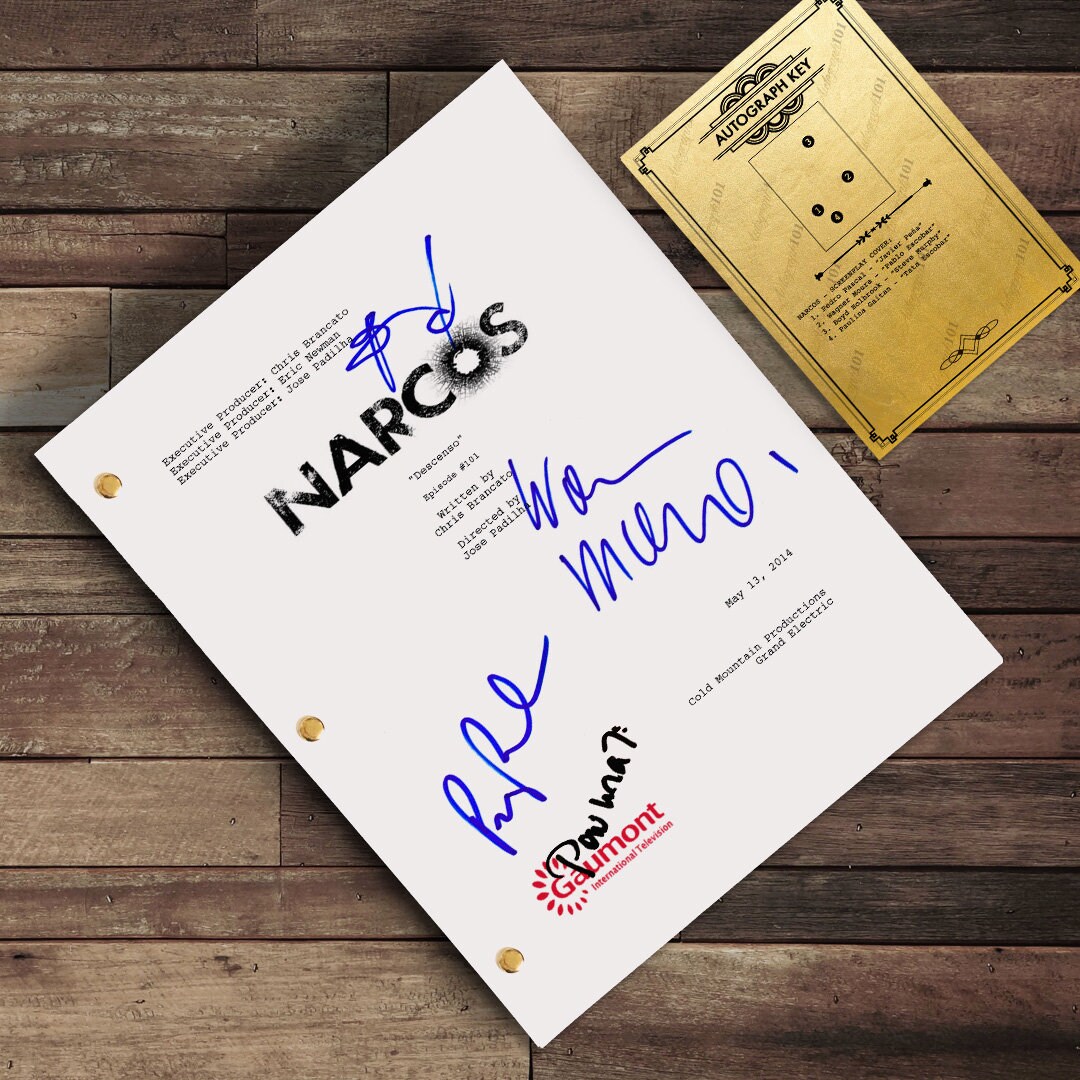 Buy Narcos TV Script Autograph Screenplay Javier Pena, Pedro Pascal, Pablo  Escobar, Wagner Moura, Boyd Holbrook, Paulina Gaitan Online in India - Etsy, image size:1080x1080