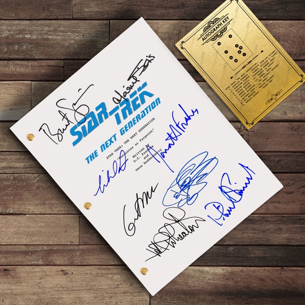 Star Trek - The Next Generation TV Script Sign Autograph  - Captain Jean Luc Picard, William Riker, Deanna Troi, Beverly Crusher