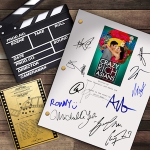 Verrückte reiche Asiaten Film Film Skript Autogramm - Constance Wu, Henry Golding, Michelle Yeoh, Awkwafina, Ronny Chiang